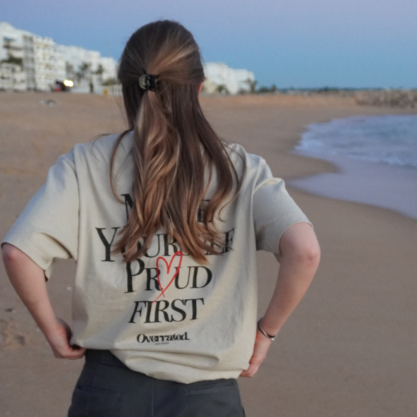 "Make yourself proud first" T-Shirt- cream brown